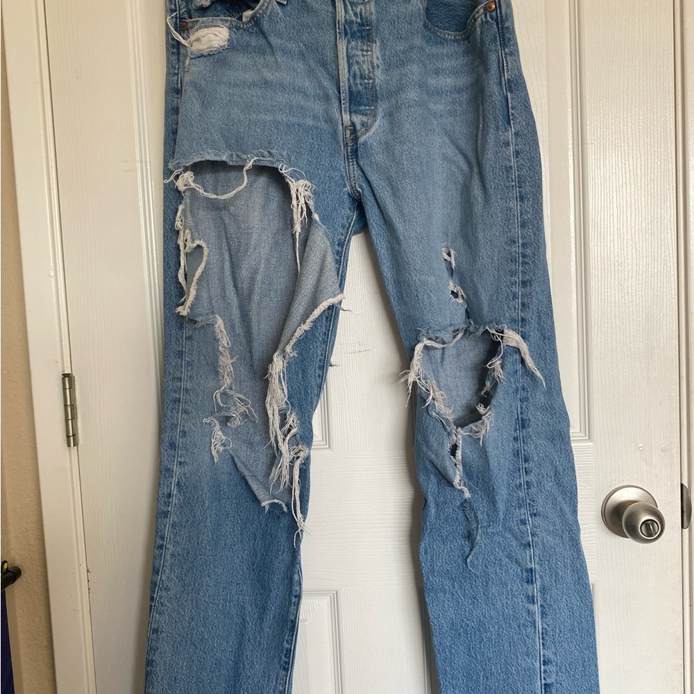 Distressed Blue Jeans
